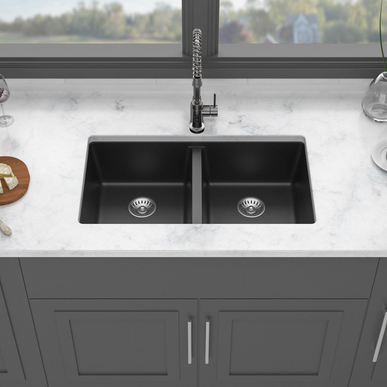 Granite Composite Double Bowl Undermount Kitchen Sink Daily Nest
