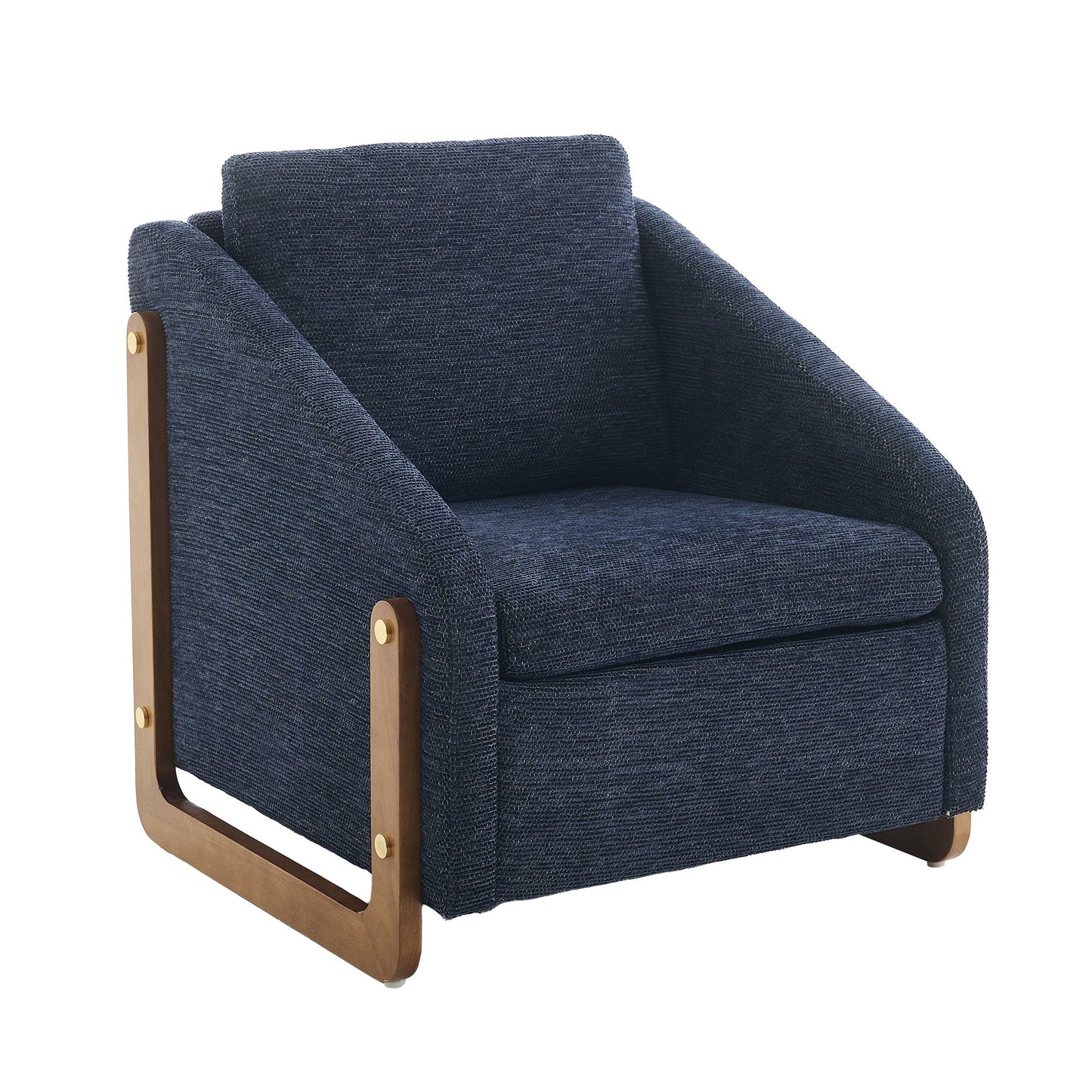 Modern Upholstered Armchair With Wooden Side Frame Home Essentials