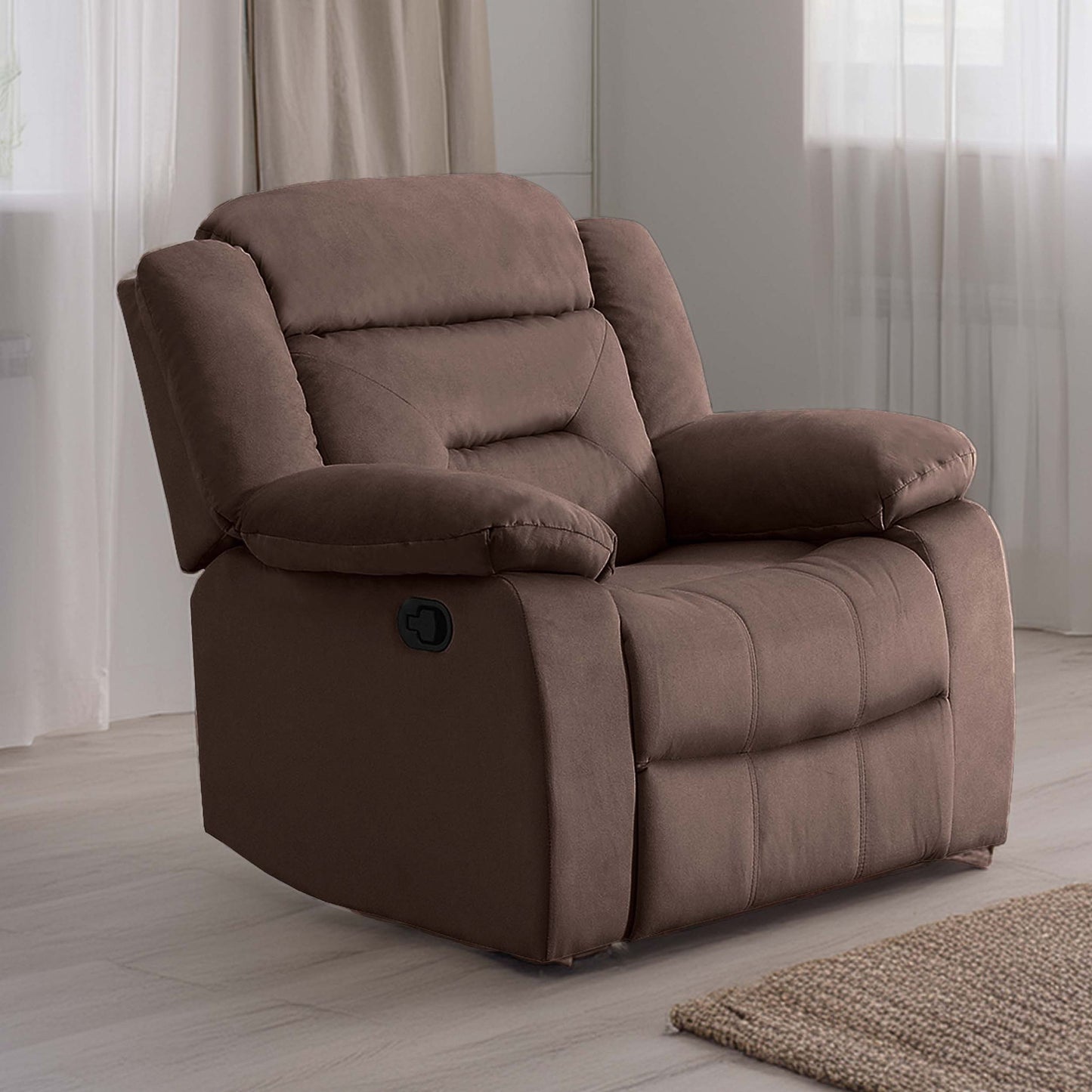 Modern Manual Recliner With Padded Seat And Pillow Arms Home Essentials