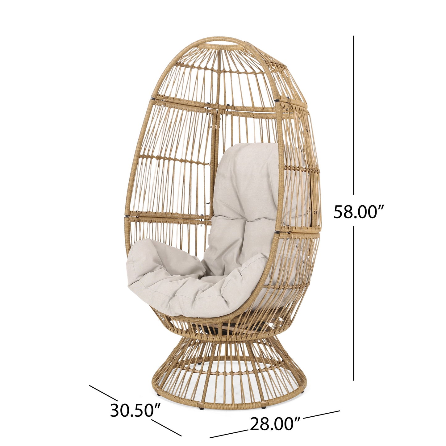 Patio Swivel Basket Egg Chair With Cushion Noble House