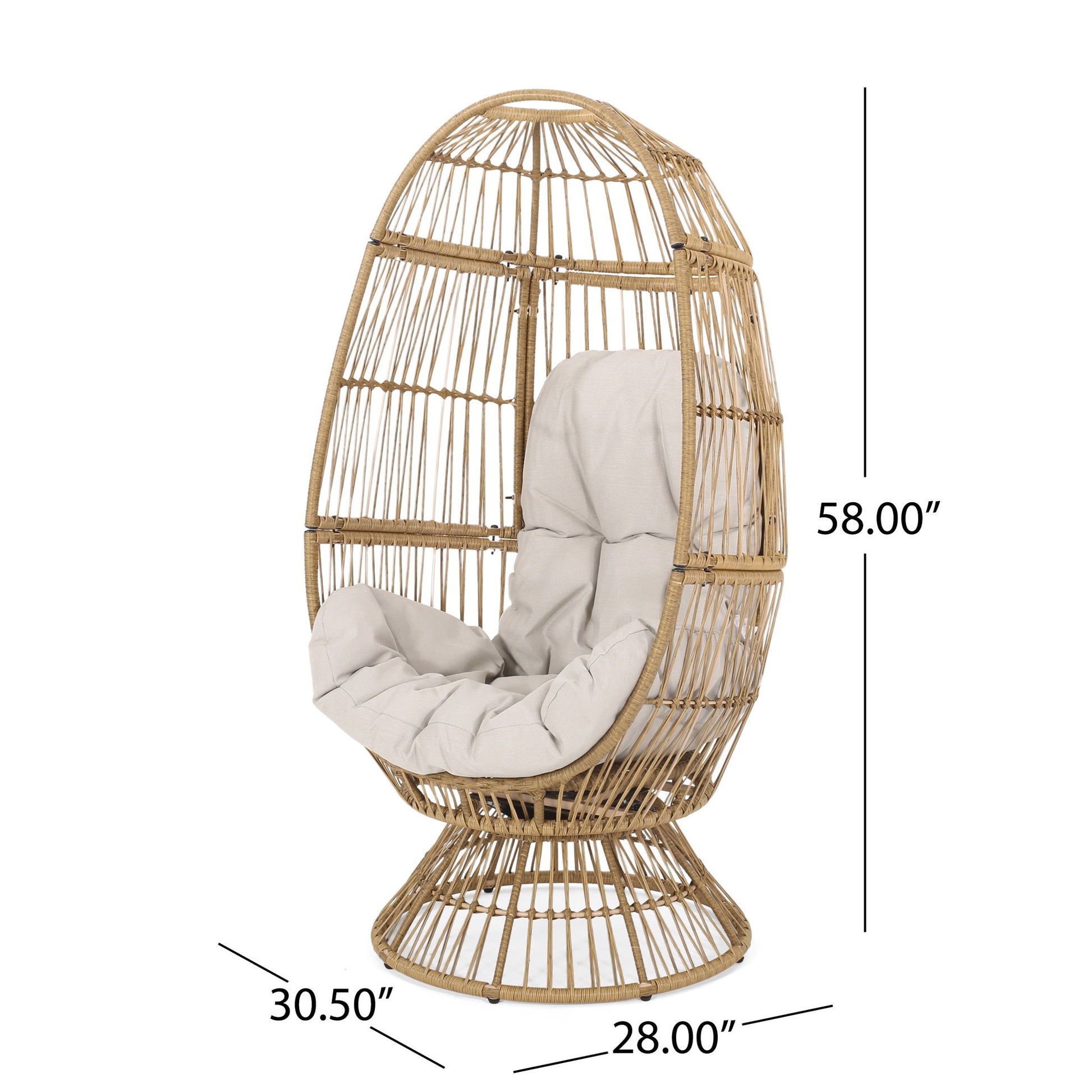 Patio Swivel Basket Egg Chair With Cushion Noble House