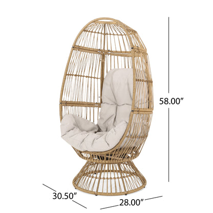 Patio Swivel Basket Egg Chair With Cushion Noble House