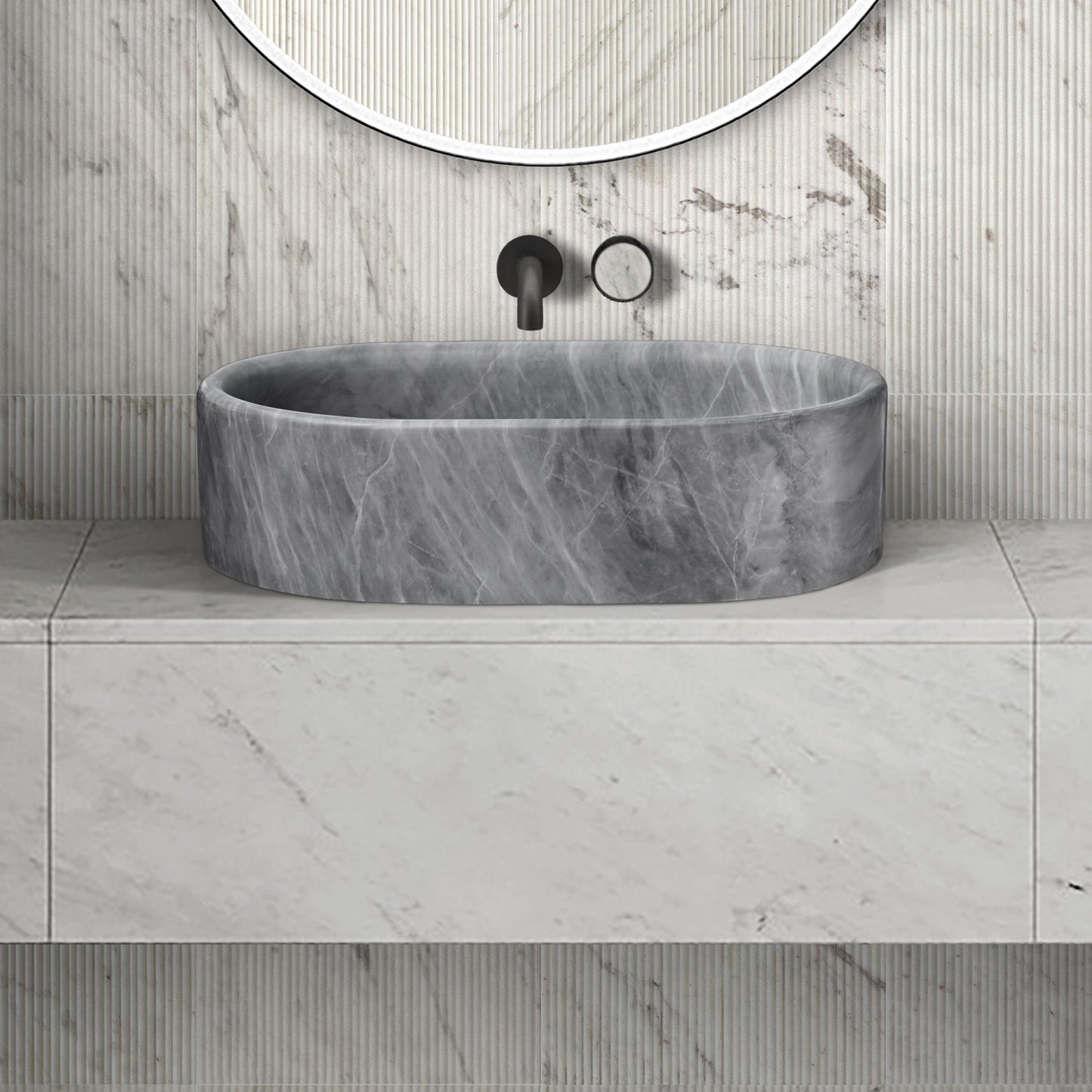 Bathroom Vessel Sink, Semi Polished Surface Daily Nest