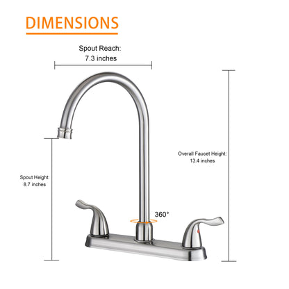 Stainless Steel Kitchen Sink Faucet With 2 Handles, 3 Hole Installation Daily Nest