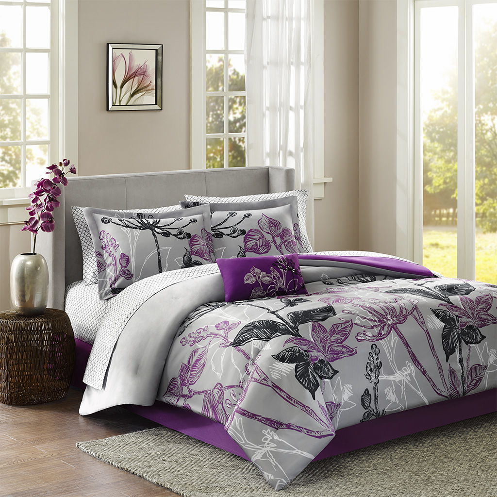 Claremont - King Complete Bed And Sheet Set - Purple