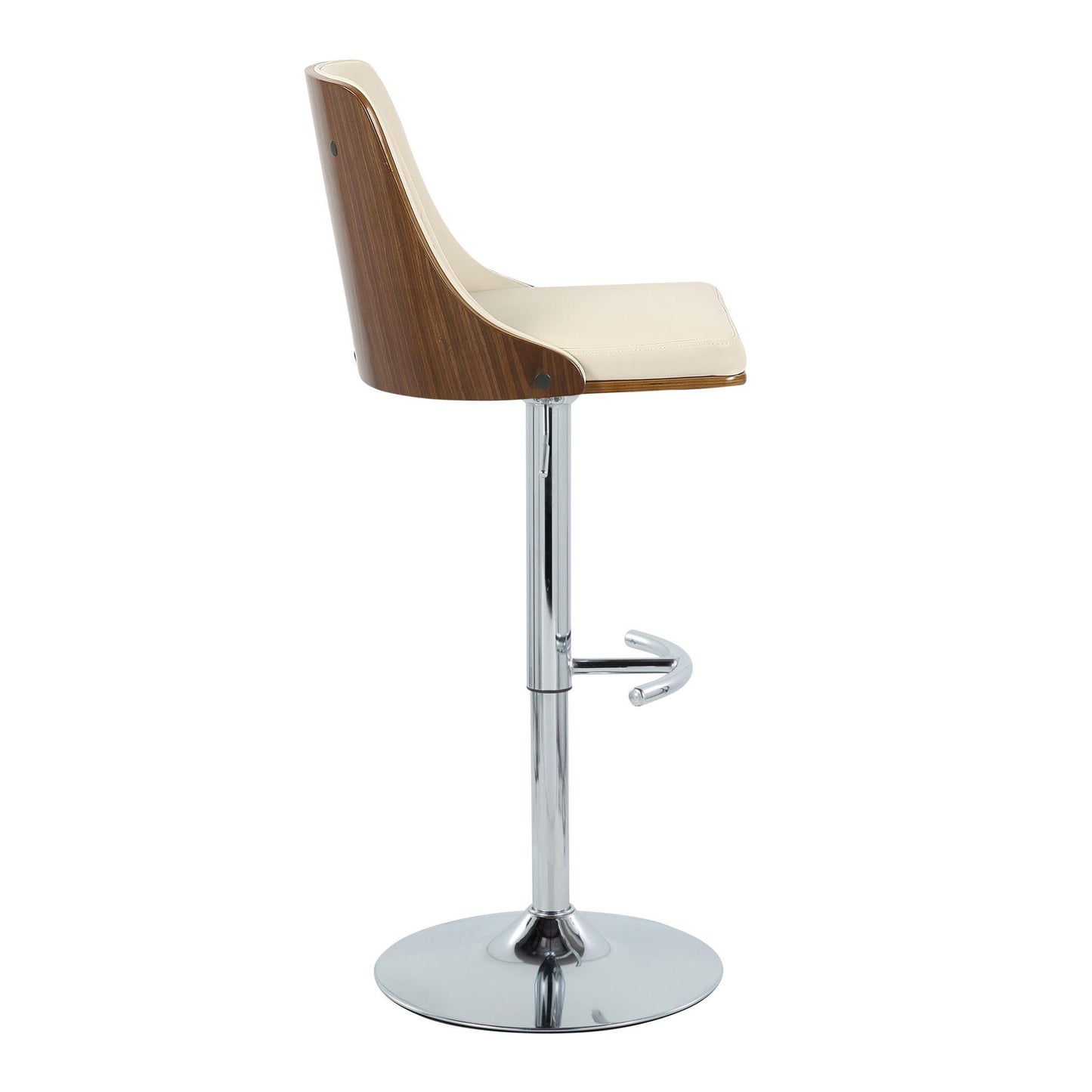 Gianna - Mid Century Modern Adjustable Barstool With Swivel With Rounded T Footrest (Set of 2) Lumi Source