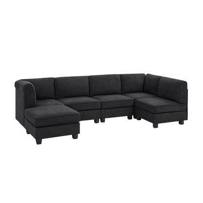 Upholstered Modular Sectional - Black Home Essentials