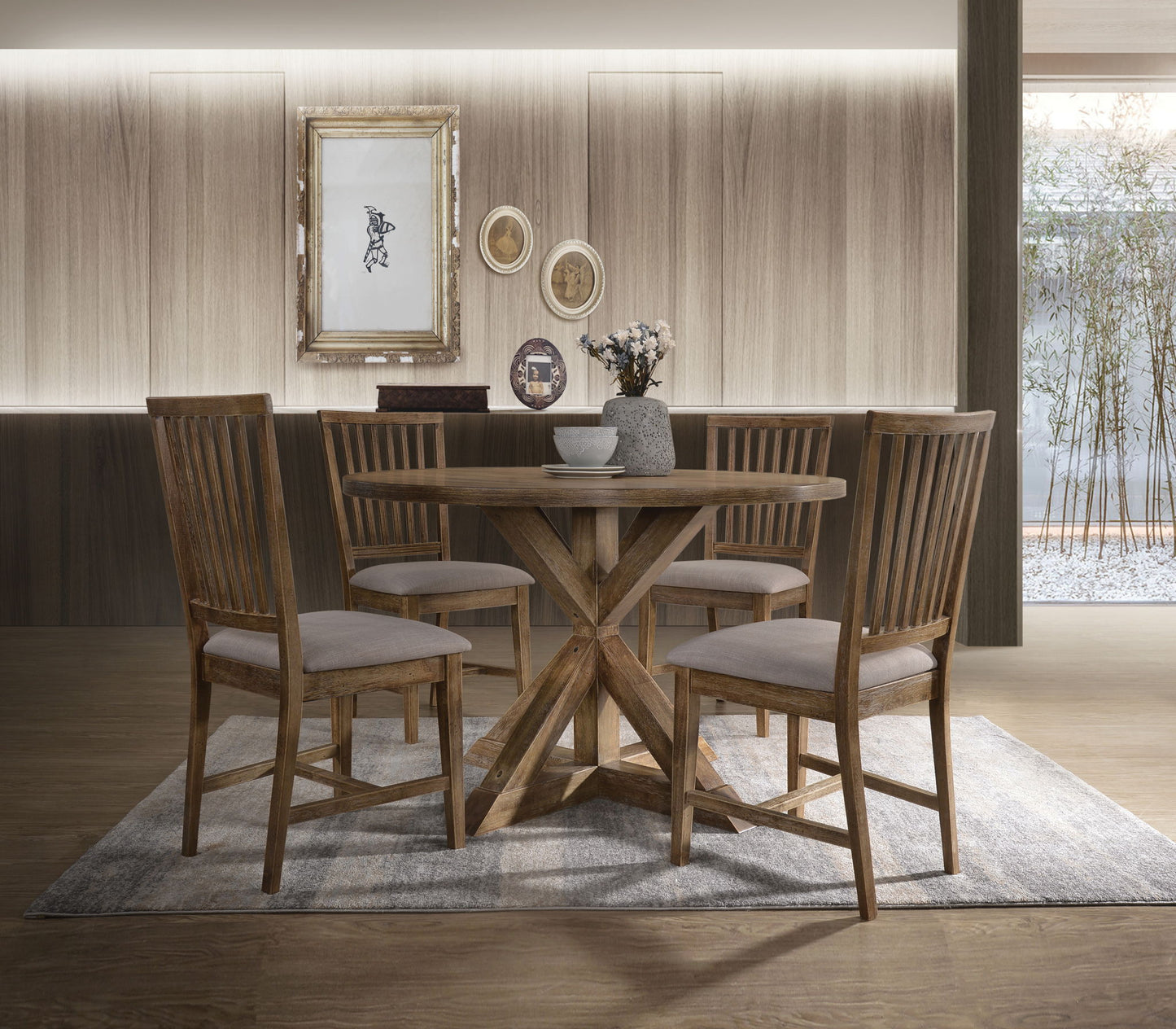 Wallace II - 5 Pieces Dining Room Set - Oak Acme