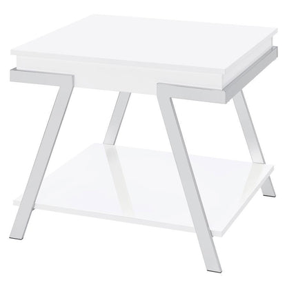 Marcia - Rectangular Side End Table - White High Gloss