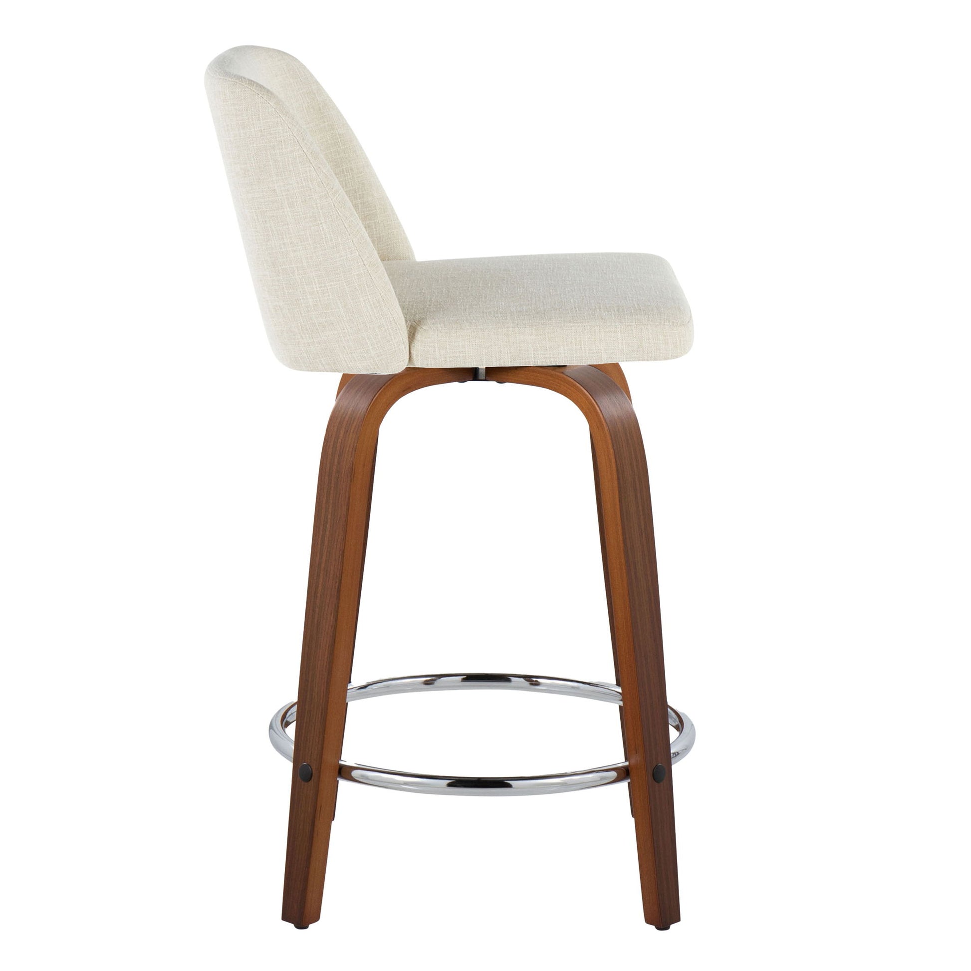 Toriano - Mid Century Modern Fixed Height Counter Stool With Swivel With Round Footrest (Set of 2) Lumi Source