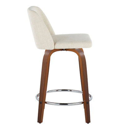Toriano - Mid Century Modern Fixed Height Counter Stool With Swivel With Round Footrest (Set of 2) Lumi Source