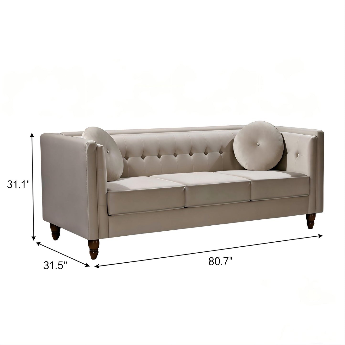 Chesterfield Sofa With Square Arms For Living Room US Pride