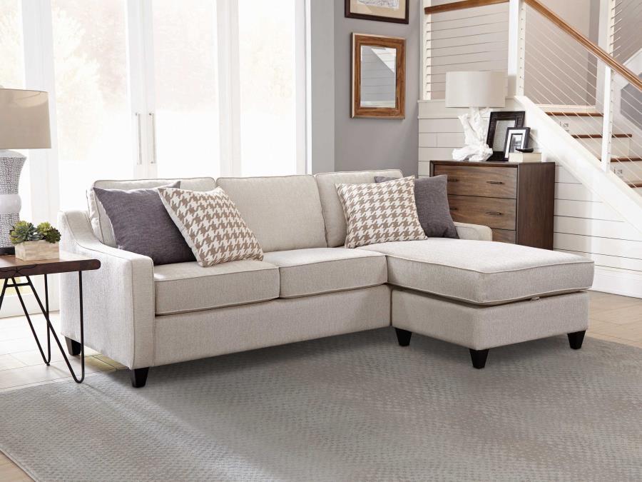 Mcloughlin - Upholstered Sloped Arm Sectional Sofa - Platinum CoasterEssence