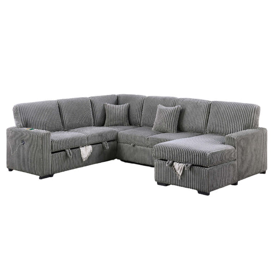 Convertible Sectional Upholstered Sleeper Sofa With Storage Chaise Home Essentials