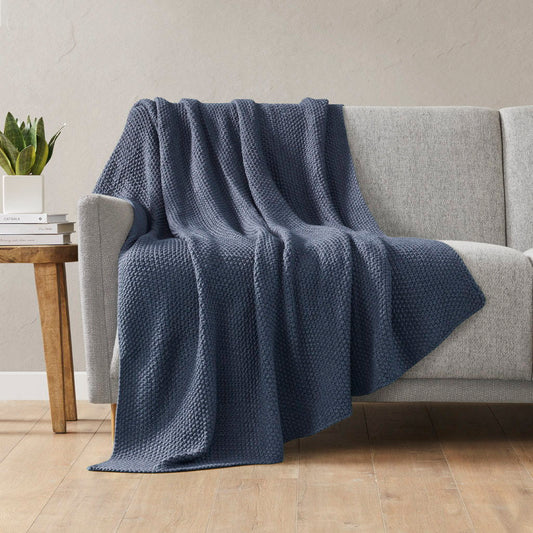 Bree Knit - Throw - Indigo INK+IVY