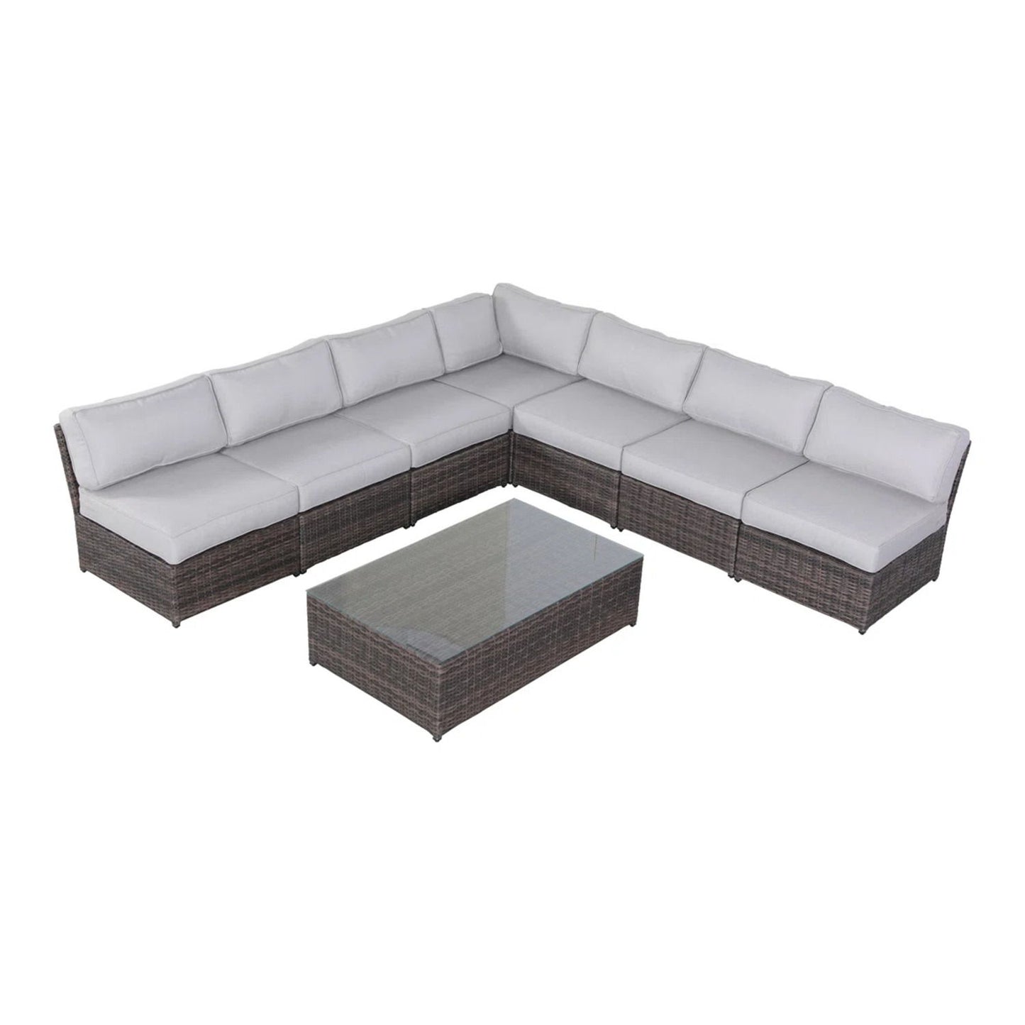Comfortable Modern Patio Rattan Sectional Set With Cushions LSI Patio Furniture