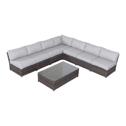 Comfortable Modern Patio Rattan Sectional Set With Cushions LSI Patio Furniture