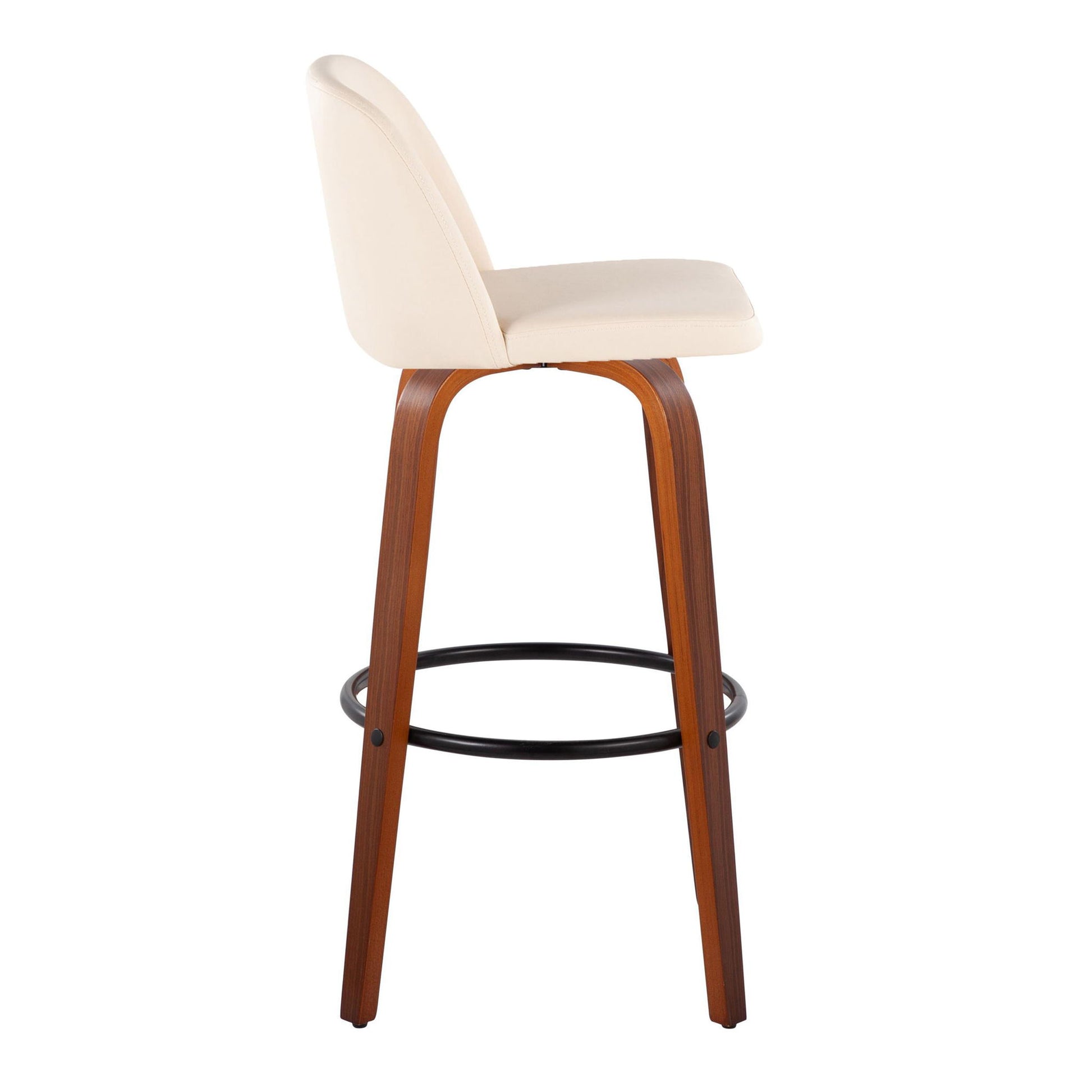 Toriano - Mid Century Modern Fixed Height Barstool Swivel And Round Footrest (Set of 2) Lumi Source