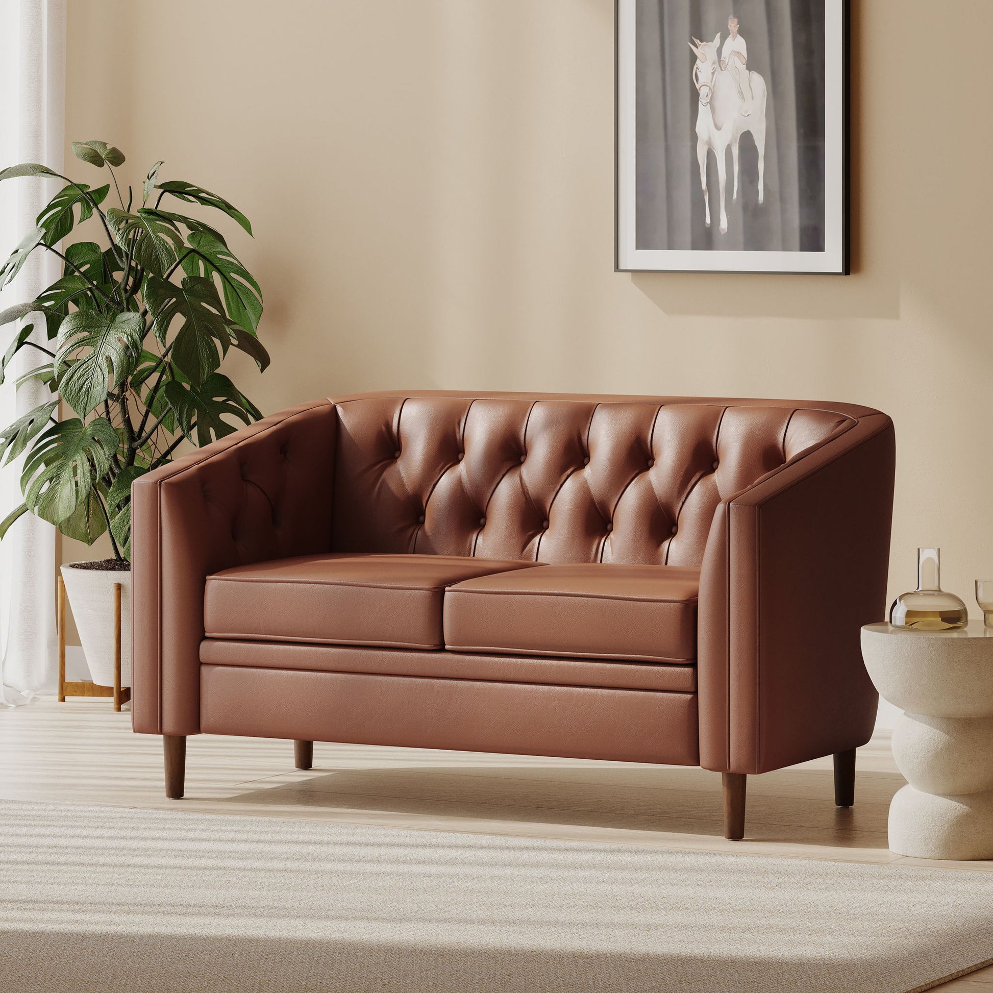 Sophisticated Loveseat With Diamond Stitched Detailing Noble House
