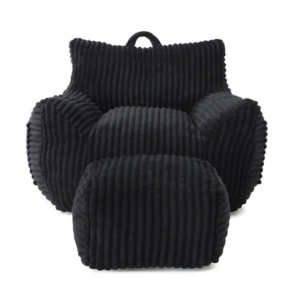 Giant Plush Bean Bag Chair With Armrests And Footstool Home Essentials
