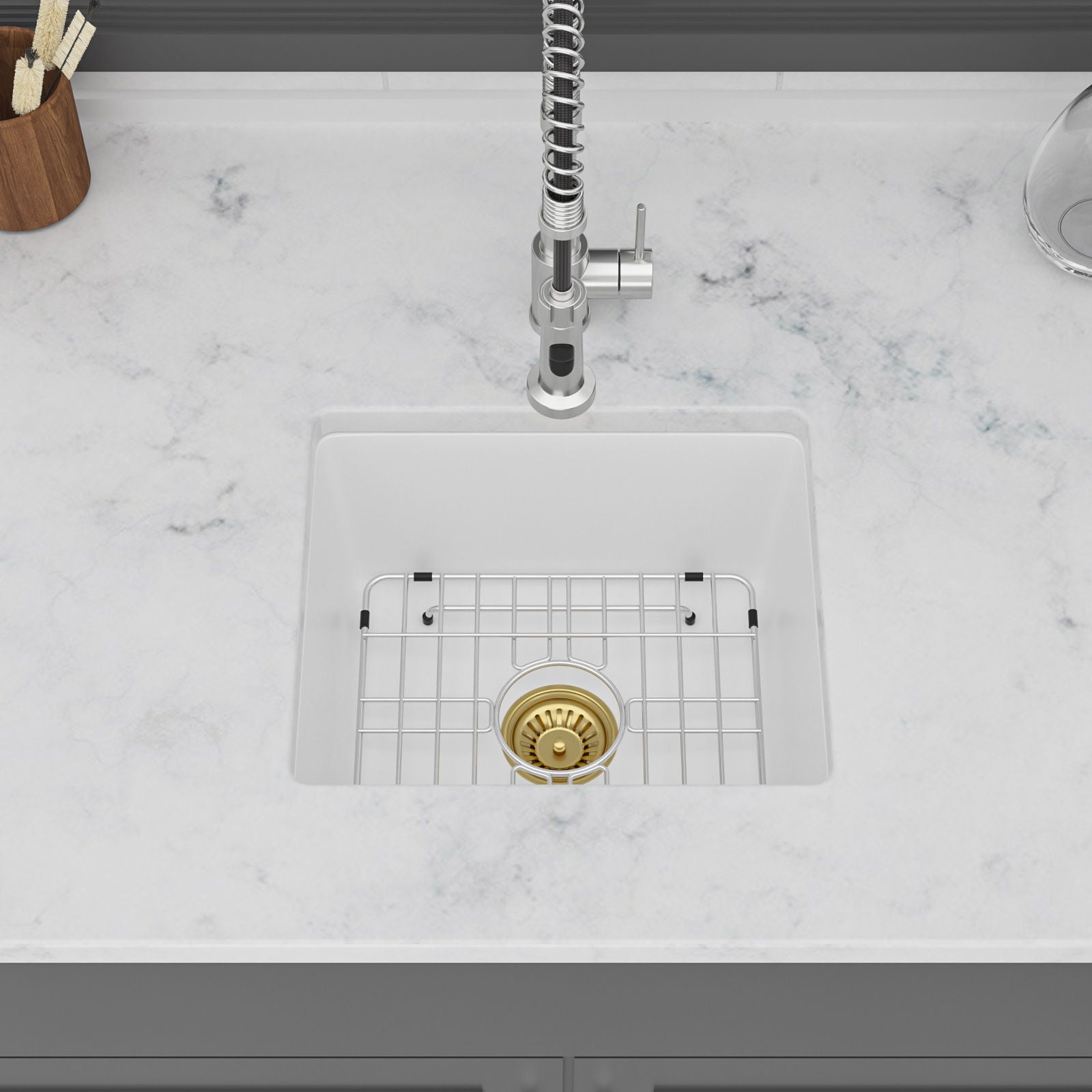 Modern Quartz Kitchen Sink Undermount Granite Composite Daily Nest