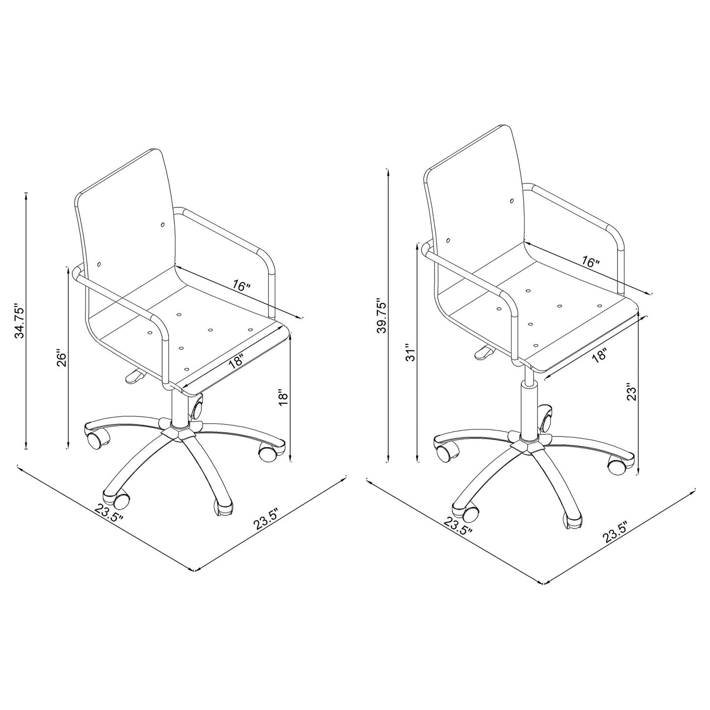 Clear Office Chair With Caster Wheels Futuristic Design, Adjustable Height - Clear Furniture Max