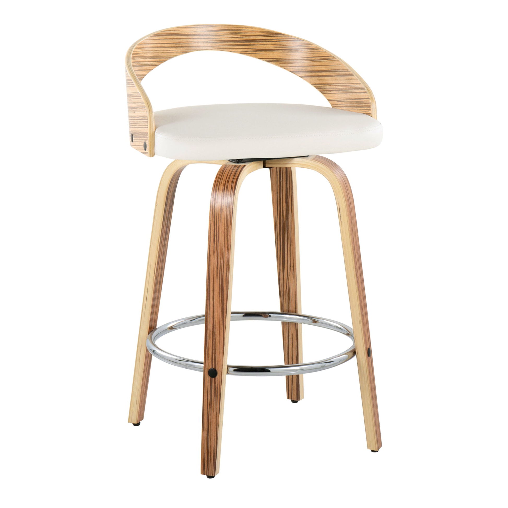 Grotto - Mid Century Modern Fixed Height Counter Stool With Swivel With Round Footrest (Set of 2) Lumi Source