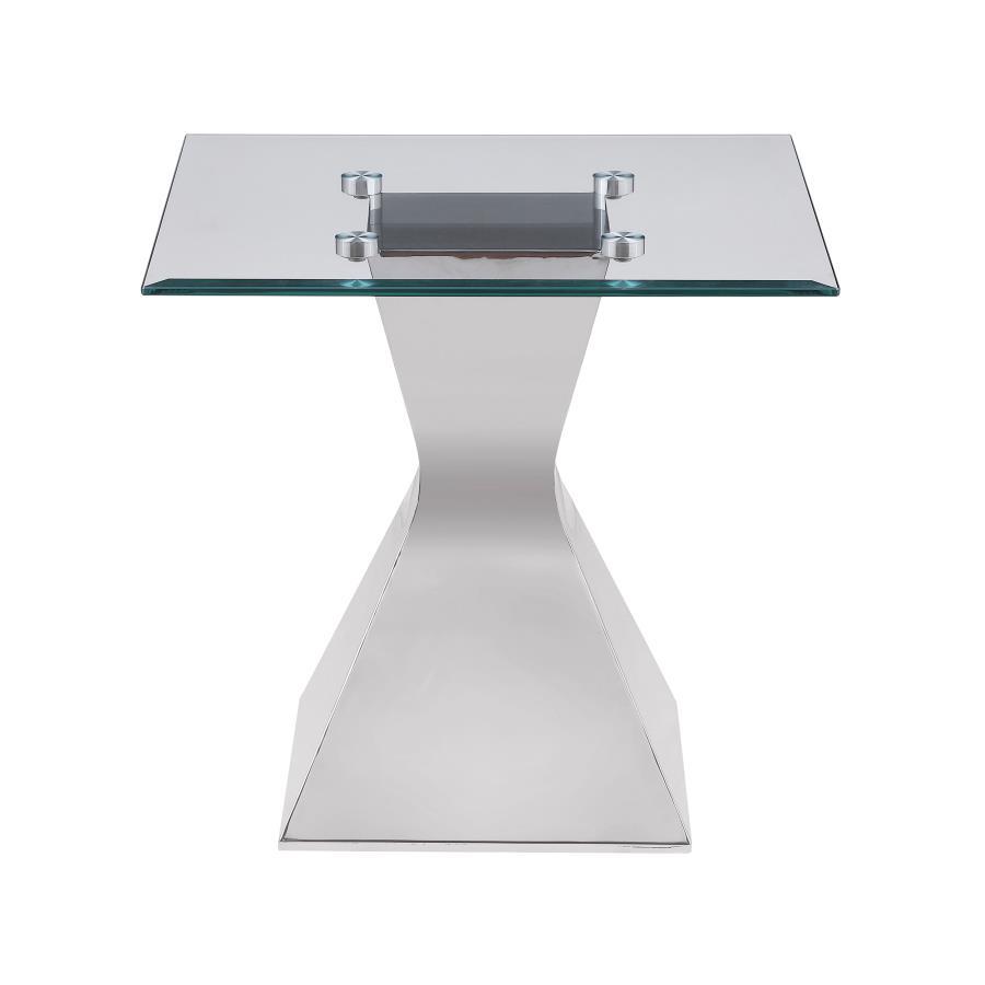 Jenny - Glass Top Stainless Steel Table CoasterEveryday