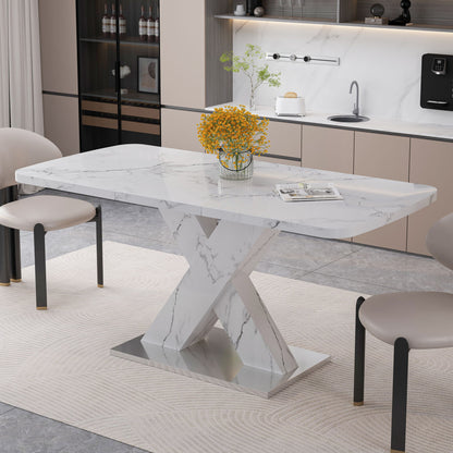 Modern Rectangle Dining Table With Stretchable TopAnd X Shape Legs Home Essentials