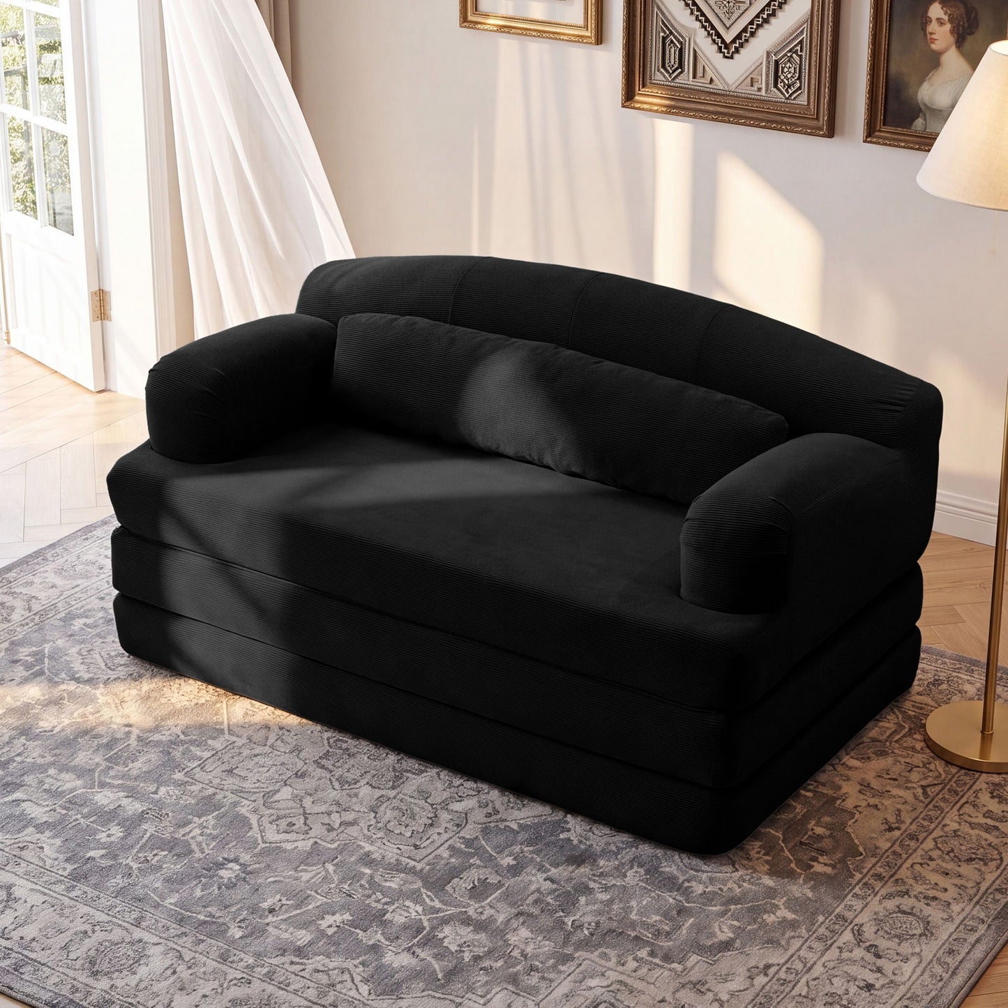 2 Seater Sofa Bed, Compact Foldable Floor Couch Home Essentials