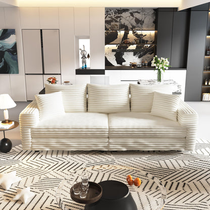 4 Seat Sofa, Modern Comfy Upholstered Sofa Cloud Couch, Deep Seat Couches With Soft Pillows Home Essentials