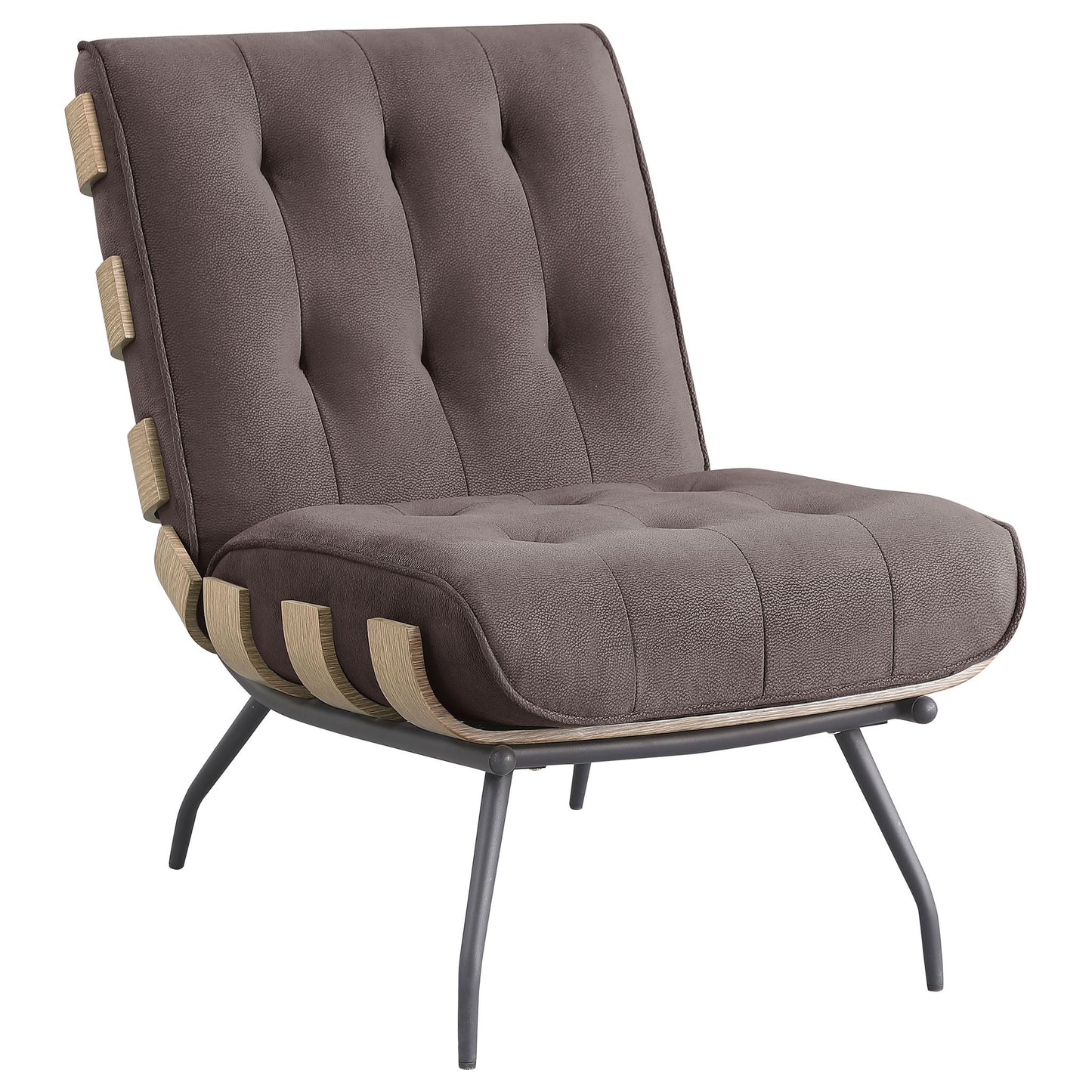 Staten - Upholstered Armless Accent Chair - Dark Brown Furniture Max