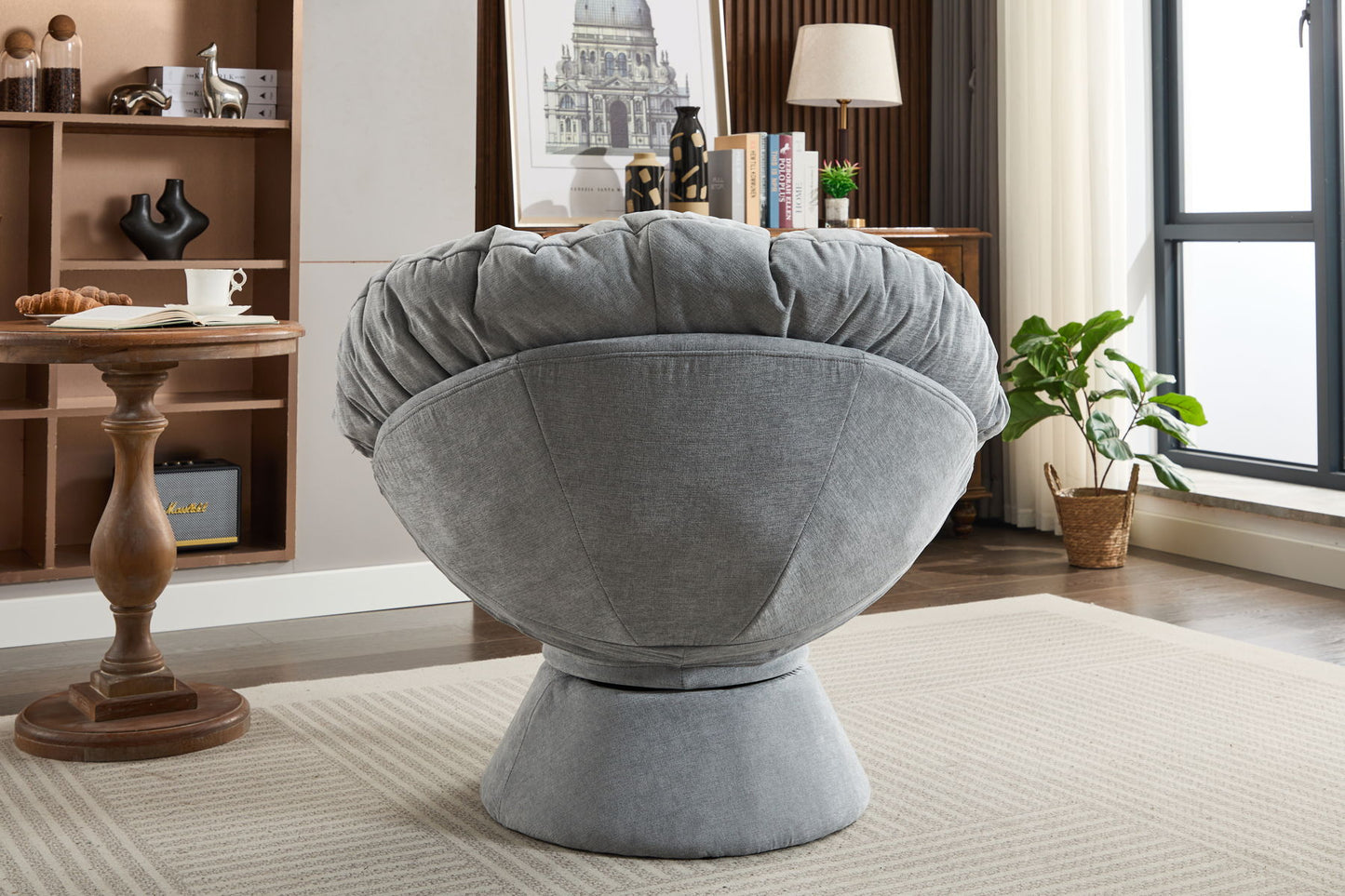 Oversized Swivel Accent Chair, 360 Swivel Barrel Chair, Papasan Chair For Living Room Bedroom