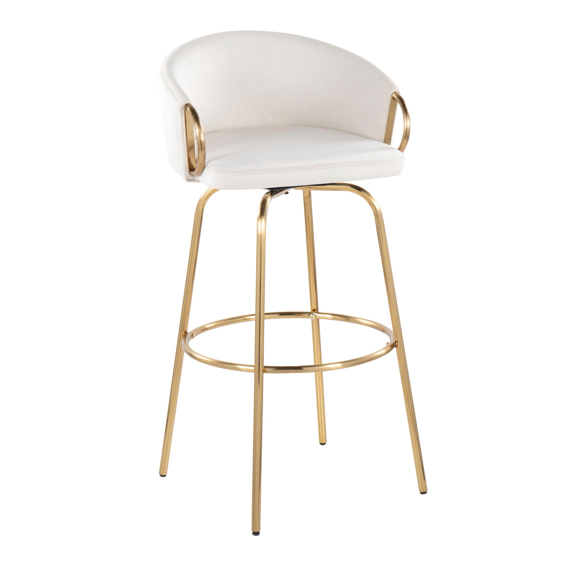 Claire - Contemporary / Glam Fixed Height Bar Stool (Set of 2) Round Footrest (Set of 2) Lumi Source