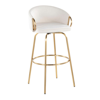 Claire - Contemporary / Glam Fixed Height Bar Stool (Set of 2) Round Footrest (Set of 2) Lumi Source