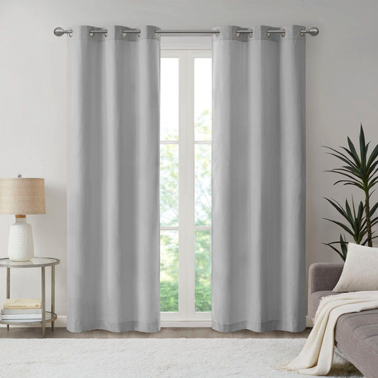 Galen - Basketweave Room Darkening Window Panel Pair - Gray