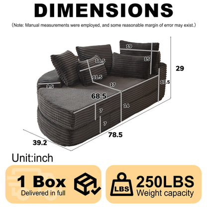 Semi Circular 2 In 1 Sofa Bed With Neck Pillow And Throw Pillows Home Essentials