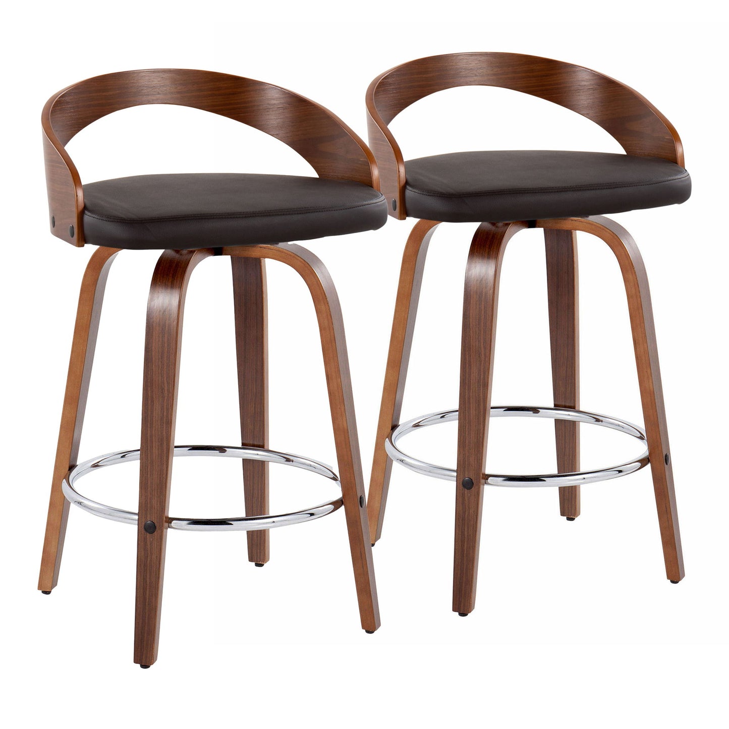Grotto - Mid Century Modern Elegant Fixed Height Counter Stool With Swivel With Round Footrest (Set of 2) Lumi Source