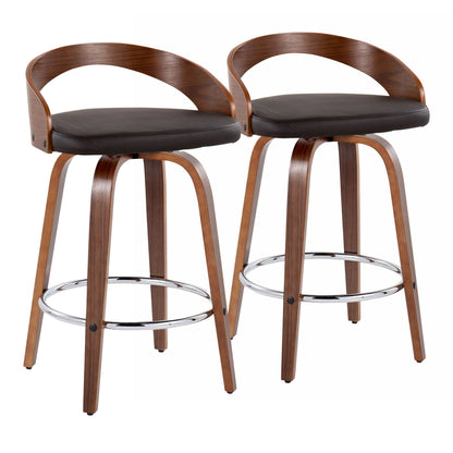 Grotto - Mid Century Modern Elegant Fixed Height Counter Stool With Swivel With Round Footrest (Set of 2) Lumi Source