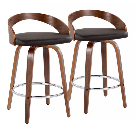 Grotto - Mid Century Modern Elegant Fixed Height Counter Stool With Swivel With Round Footrest (Set of 2) Lumi Source