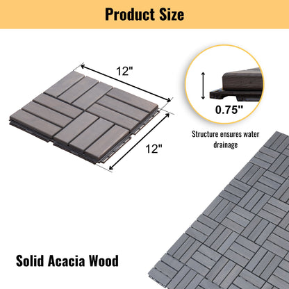 Acacia Wood Interlocking Deck Tiles Checker Pattern For Outdoor Flooring Daily Nest
