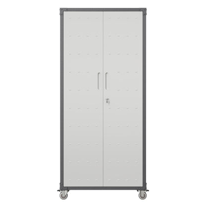 Metal Garage Storage Cabinet With Wheels Heavy Duty Tool Storage Cabinet - Brushed Nickel Daily Nest