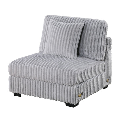 Armless Chair Modular With Pillow Living Room Furniture - Gray / Mink Home Essentials