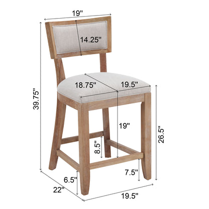Upholstered Counter Height Bar Stools With Comfy Back (Set of 2) Noble House