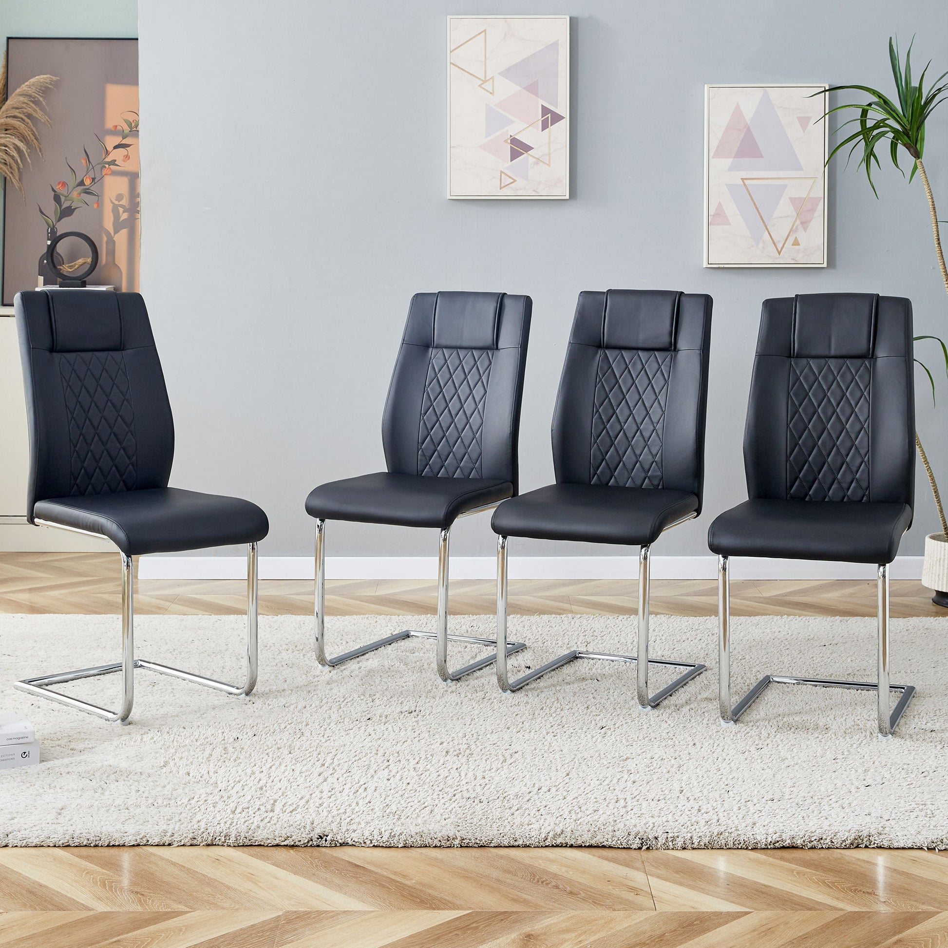 Modern Dining Chairs With Padded Seat, Metal Legs Home Essentials