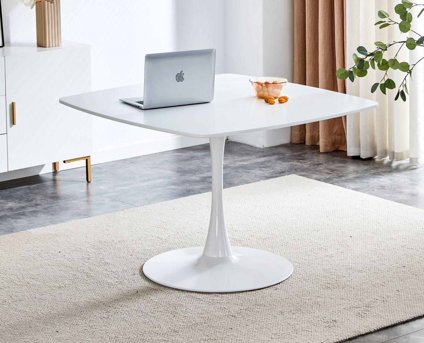Table Mid-Century Dining Table For 4-6 People With Round MDF Table Top, Pedestal Dining Table, End Table Leisure Coffee Table Home Essentials