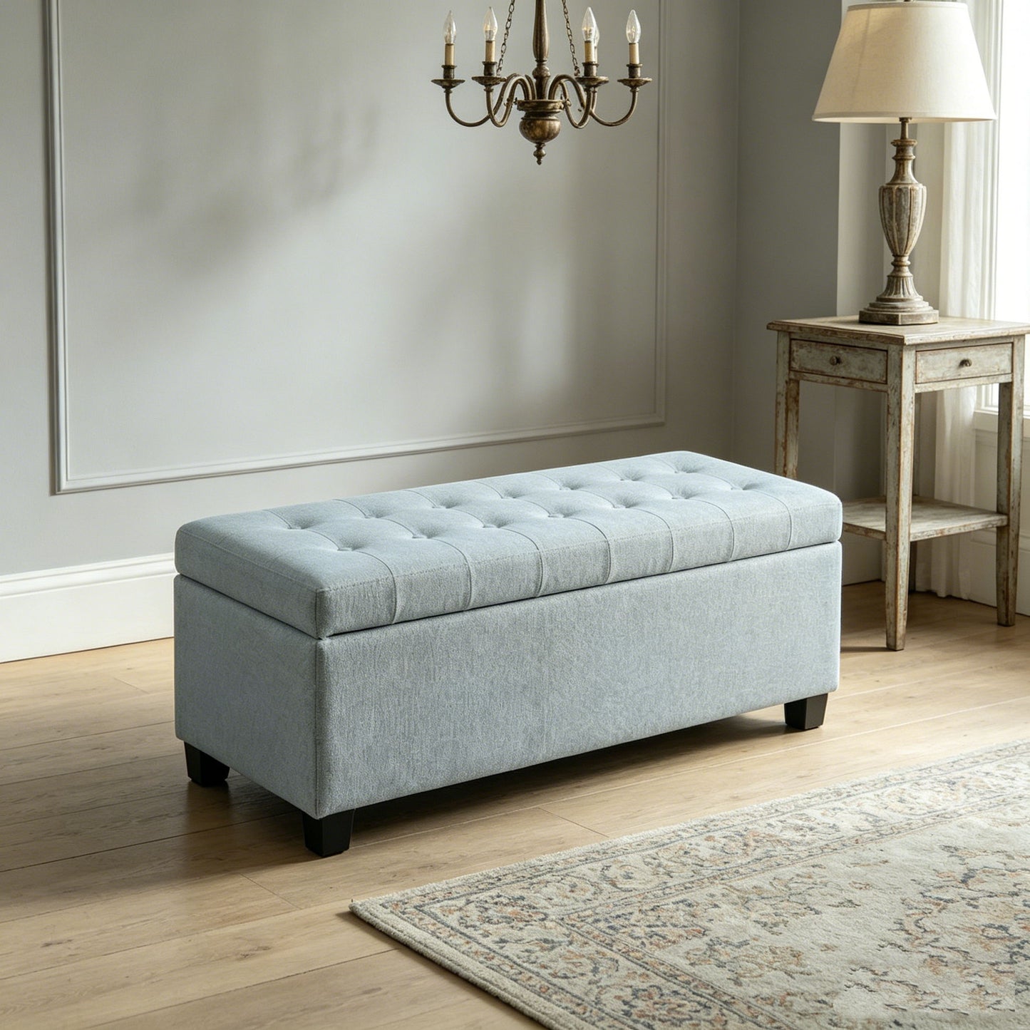 Storage Ottoman Bench With Safety Hinges Home Essentials
