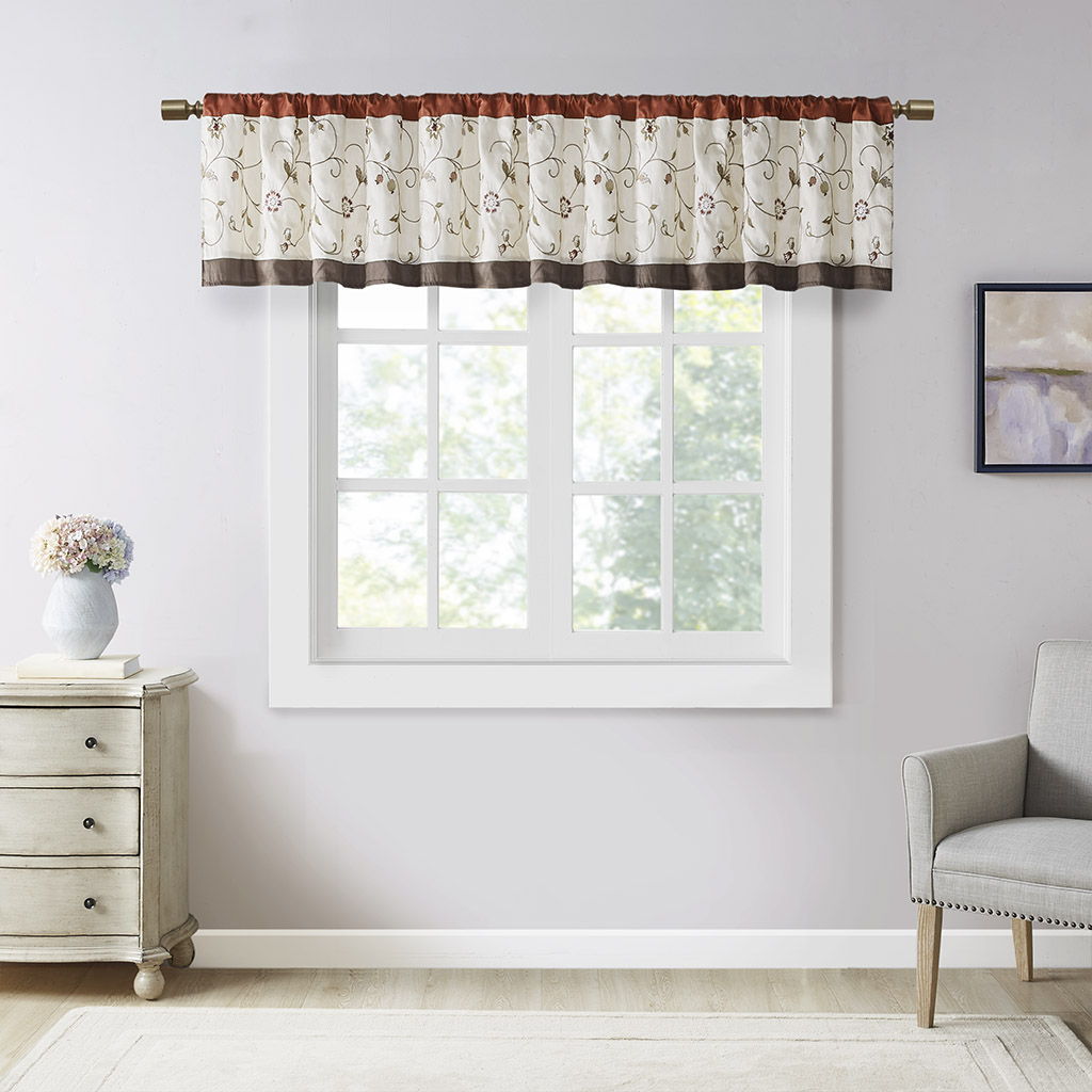 Serene - Embroidered Window Valance - Spice