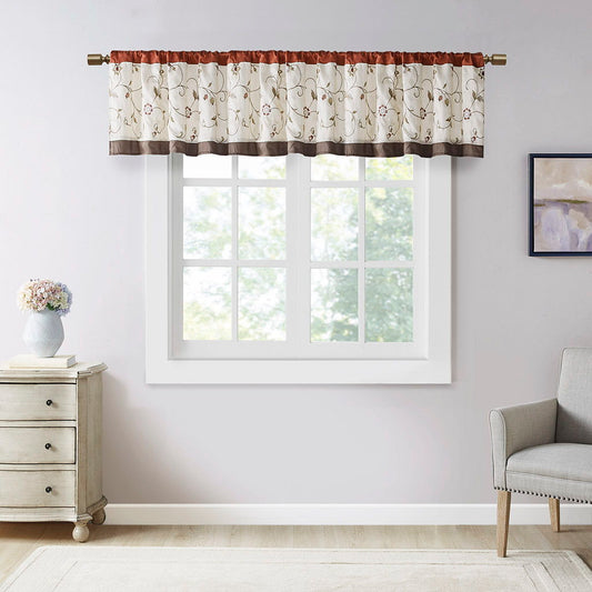 Serene - Embroidered Window Valance - Spice