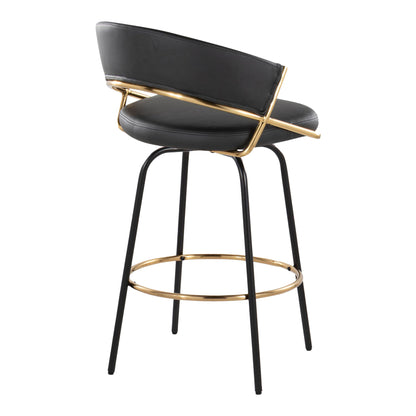 Jie - Fixed Height Contemporary Counter Stool With Swivel Round Footrest (Set of 2) Lumi Source